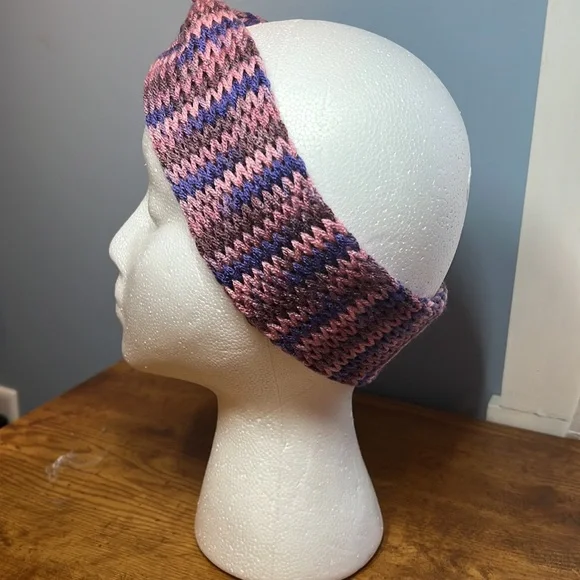 Handmade Girls/childs Ear Warmer/Head Band Knit Purple/Pink - Picture 3 of 4